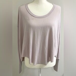 By Together Womens M Solid Gray Long Sleeve Ribbed Top Boho Y2K Streetwear